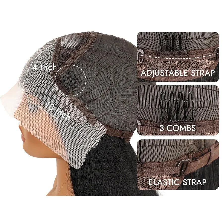 250% 40Inch Straight Lace Front Hair Wigs Human Hair 13x6 HD Lace Frontal Wig 13X4 Bone Straight Human Hair Wig Pre-plucked For Women