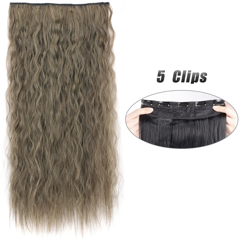 Synthetic Wig 5 Clip In Hair Accessories and Extensions Long Straight Wigs Hair Style Hairpiece Black Brown Blonde 80CM Natural Fake Hair For Women