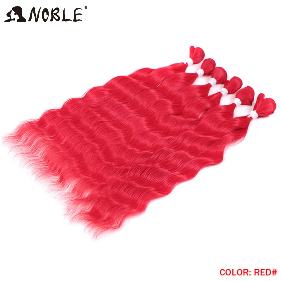 Noble Hair Wigs Water Wave Hair Bundles Synthetic Hair Extensions and Accessories Ombre Blonde Hair Weave Bundles 6Pcs/Pack 20 Inch Wig Hair Extensions