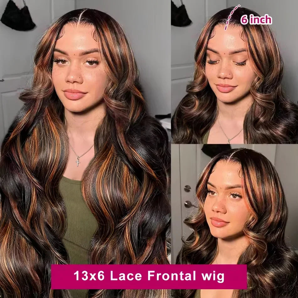 Body Wave Human Hair Wigs Highlight 13X6 hd Lace Frontal Wig 13X4 P4/27 Curly Front Wig 1B30 Brown Ombre Colored 100% Human Hair Style