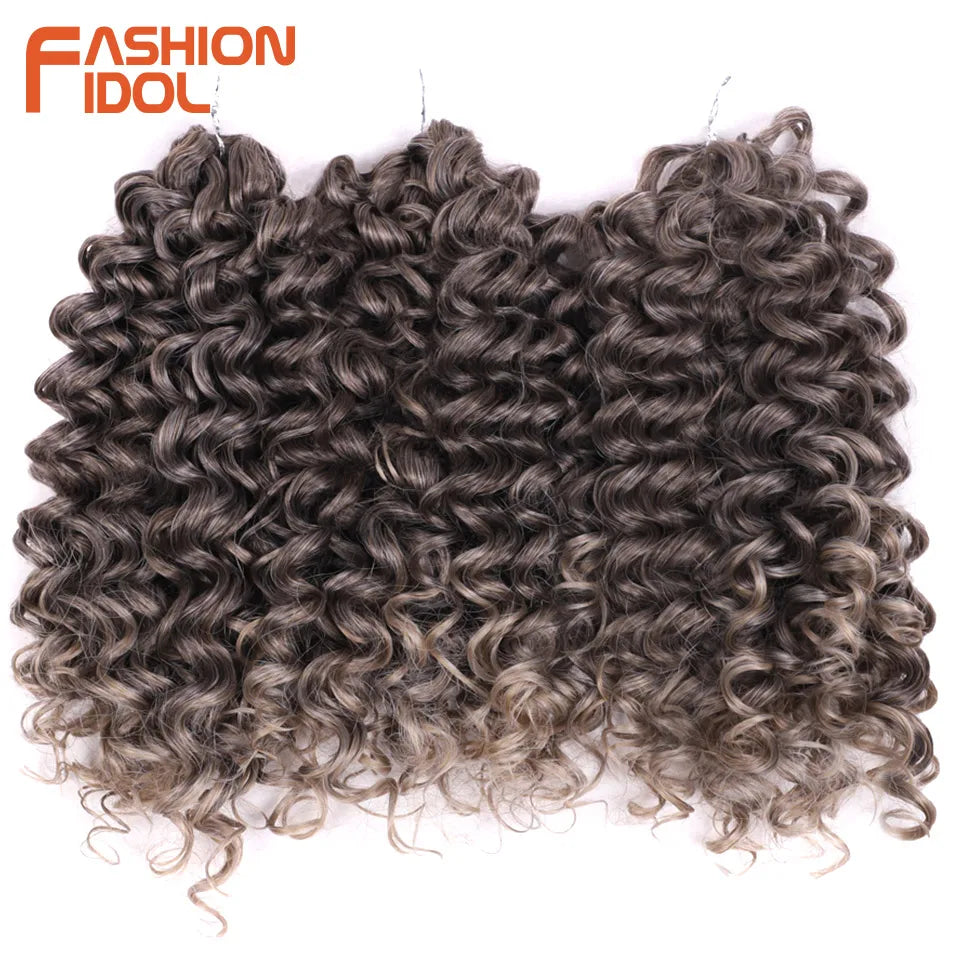 FASHION IDOL 300g 3pcs Wig Passion Twist Braiding Hair Wigs Synthetic 12 Inch Crochet Hair Ombre Blonde Afro Kinky Curly Hair Extensions and Accessories