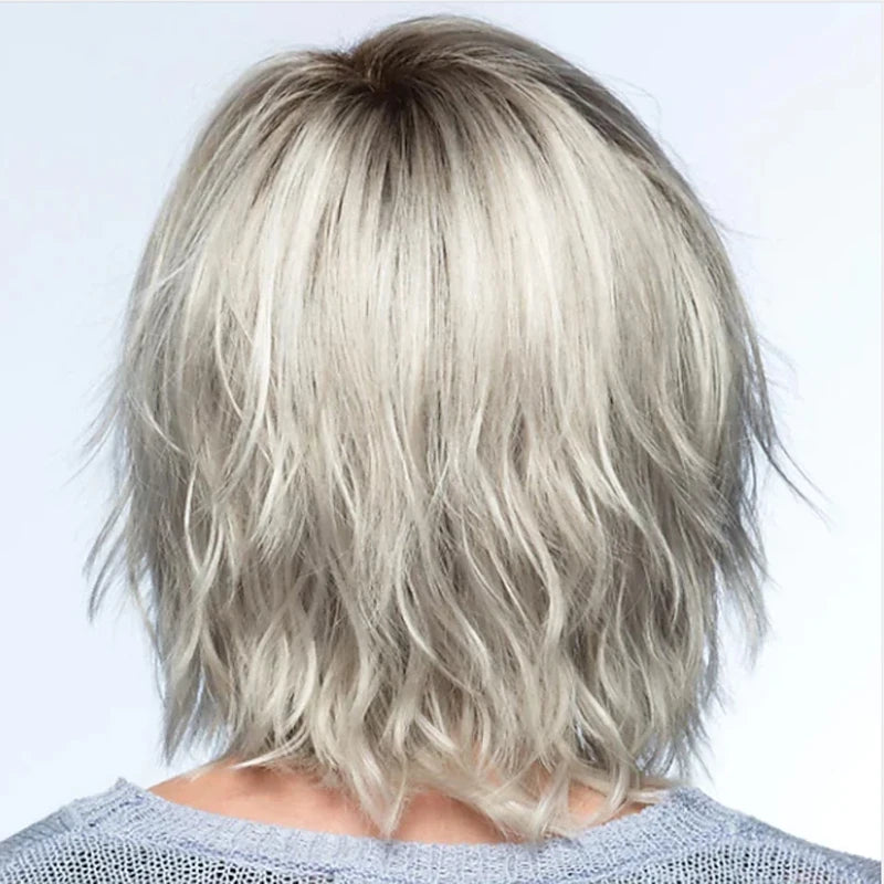 HAIRJOY Synthetic Wig Hair Grey  Wig for White Women Hair Style Short Curly Hair Wigs for Daily Party Women Use