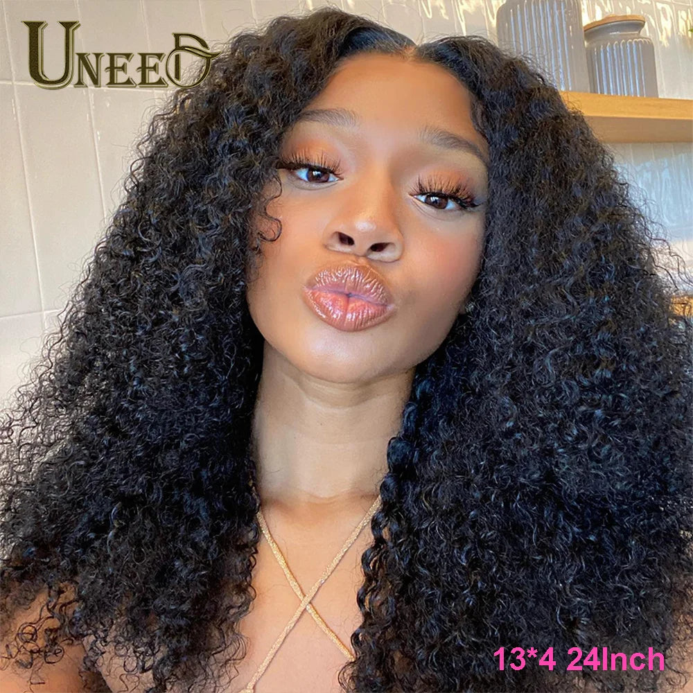 Mongolian Kinky Curly Wig Human Hair 13x4 Curly Lace Front Human Hair Wigs Hair Kinky Curly Lace Closure Wig For Women 180 Density
