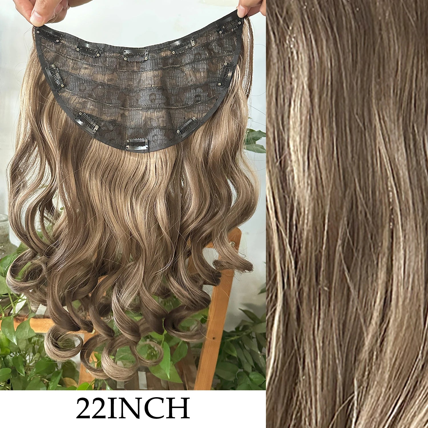 7Pcs/Set 16 Clips Wig Hair Accessories Extension Black Long Straight Natural Hair Wigs Ombre Hairpiece Heat Resistant Fiber For Women Hair Style