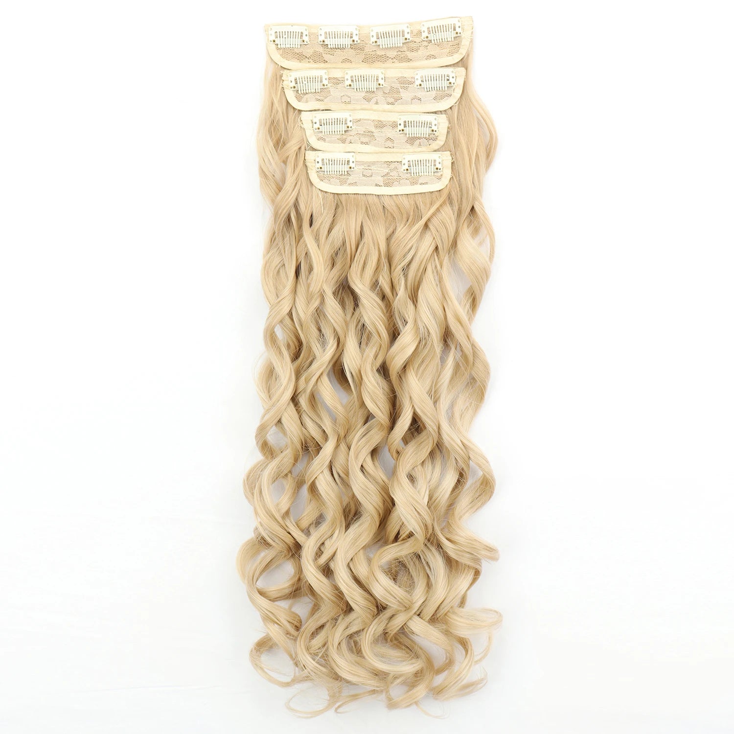 Wig 4Pcs/Set Clip In Hair Accessories and Extensions Synthetic Long Curly Wave Hair Wigs Brown Blonde Black Fake Hairpiece For Women Daily Use