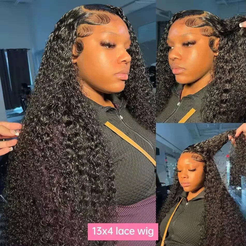 Nexora Curly Wigs 1b Black Wig Water Wave 360 human hair full lace wig Deep Wave Inviscid Strap Glueless Lace Wigs Bleached Knotted