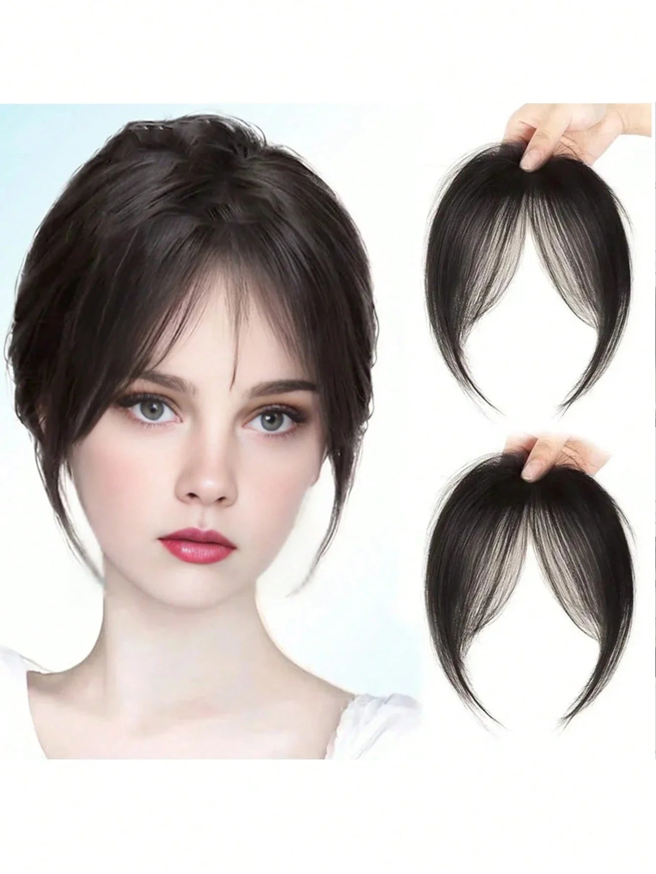 Synthesis Wig Middle-Part Bangs Hair Accessories and Extensions Clip In Forehead Natural Seamless French Oblique Bangs Eight-Character Bangs Hair Wigs within Hair Style