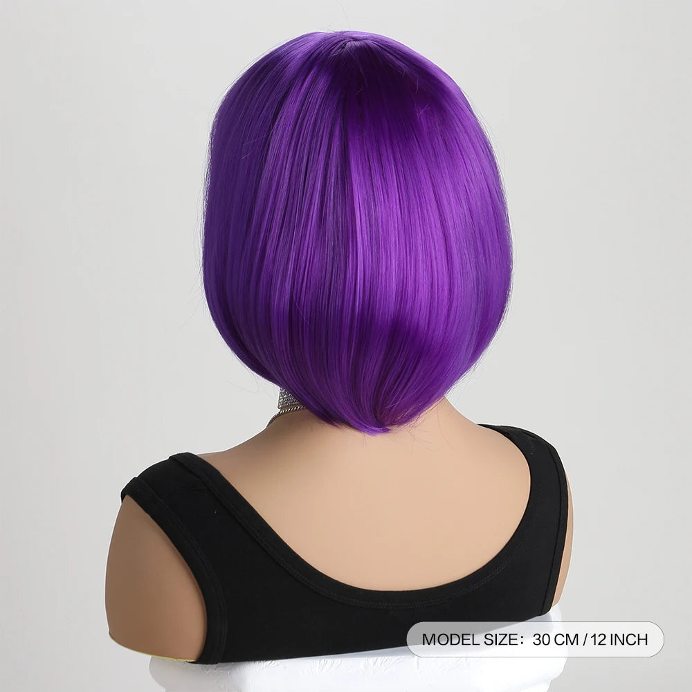 Heat Resistant Short Bob Wig with Bangs for Women Hair Wigs Perfect for Halloween Birthday Costume Party Or Daily Use, Hair Style