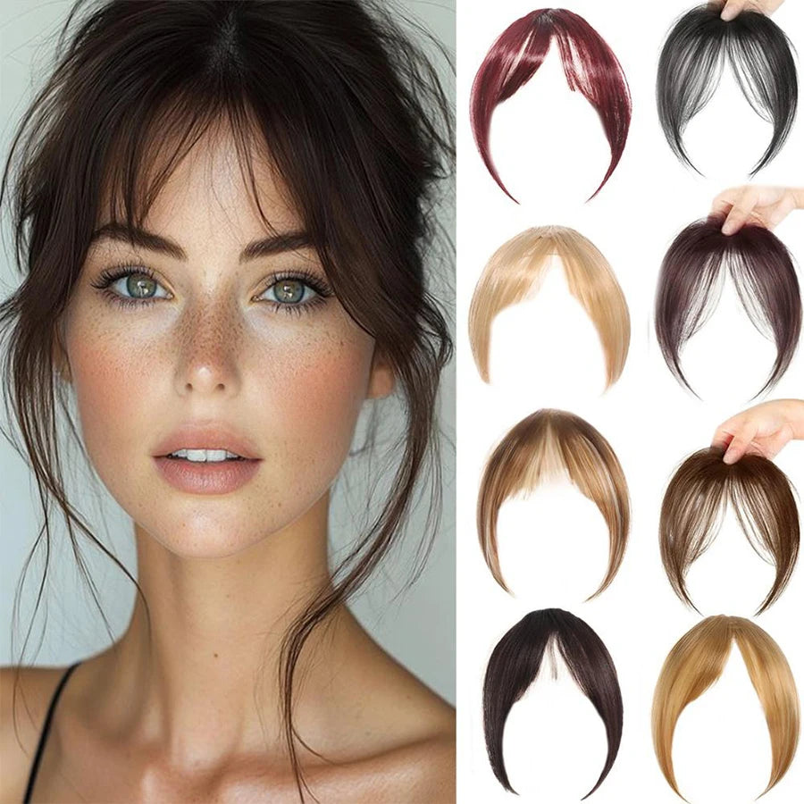 Eight Character French Bangs Wig Piece Female Synthetic BB Clip Fluffy Top Reissue Eight Character Bangs Thin Invisible Hairpins for Women Hair Wigs