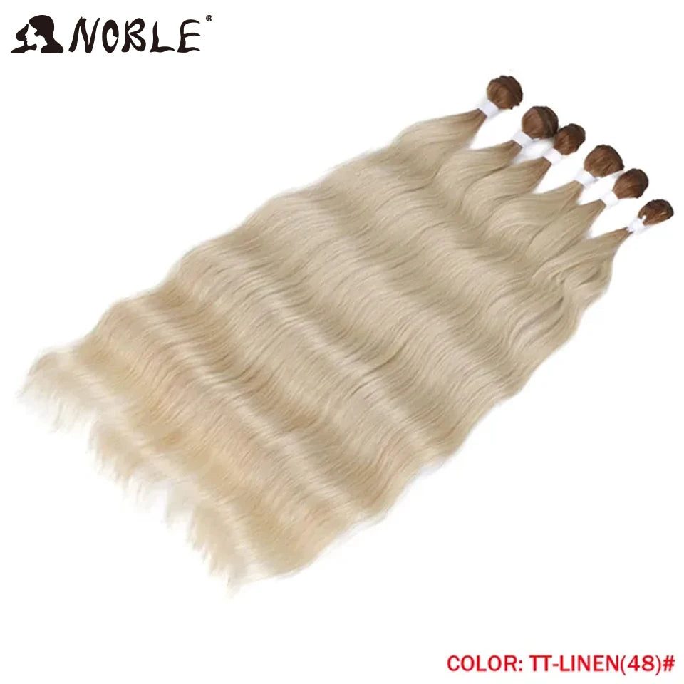 Noble Hair Wigs Water Wave Hair Bundles Synthetic Hair Extensions and Accessories Ombre Blonde Hair Weave Bundles 6Pcs/Pack 20 Inch Wig Hair Extensions