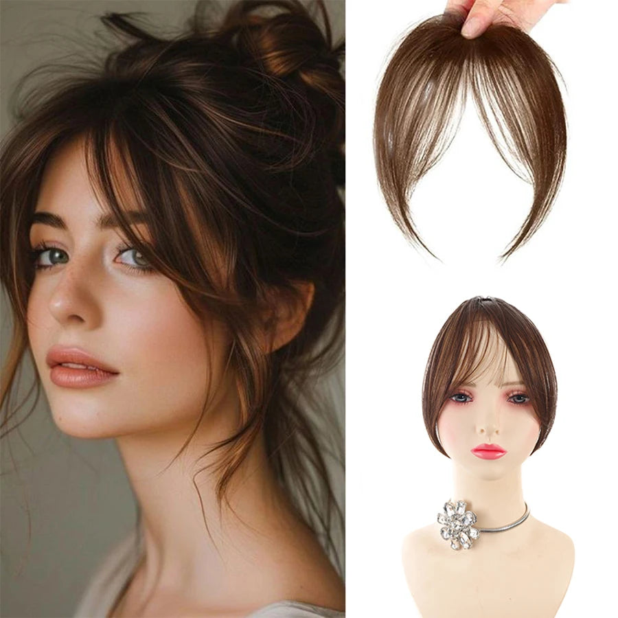 Eight Character French Bangs Wig Piece Female Synthetic BB Clip Fluffy Top Reissue Eight Character Bangs Thin Invisible Hairpins for Women Hair Wigs