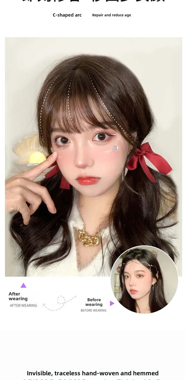 3D Remy Human Hair Wigs Air Bangs For Girl Women Forehead Reissue ONE Clip in Wig Hair Accessories and Extensions Natural Fringe Hairpiece 4 Colors Hair Style