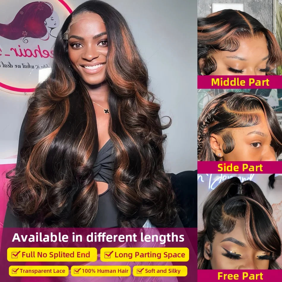 Body Wave Human Hair Wigs Highlight 13X6 hd Lace Frontal Wig 13X4 P4/27 Curly Front Wig 1B30 Brown Ombre Colored 100% Human Hair Style