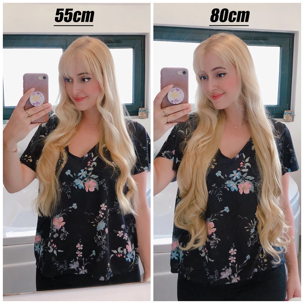 Synthetic Wig 5 Clip In Hair Accessories and Extensions Long Straight Wigs Hair Style Hairpiece Black Brown Blonde 80CM Natural Fake Hair For Women