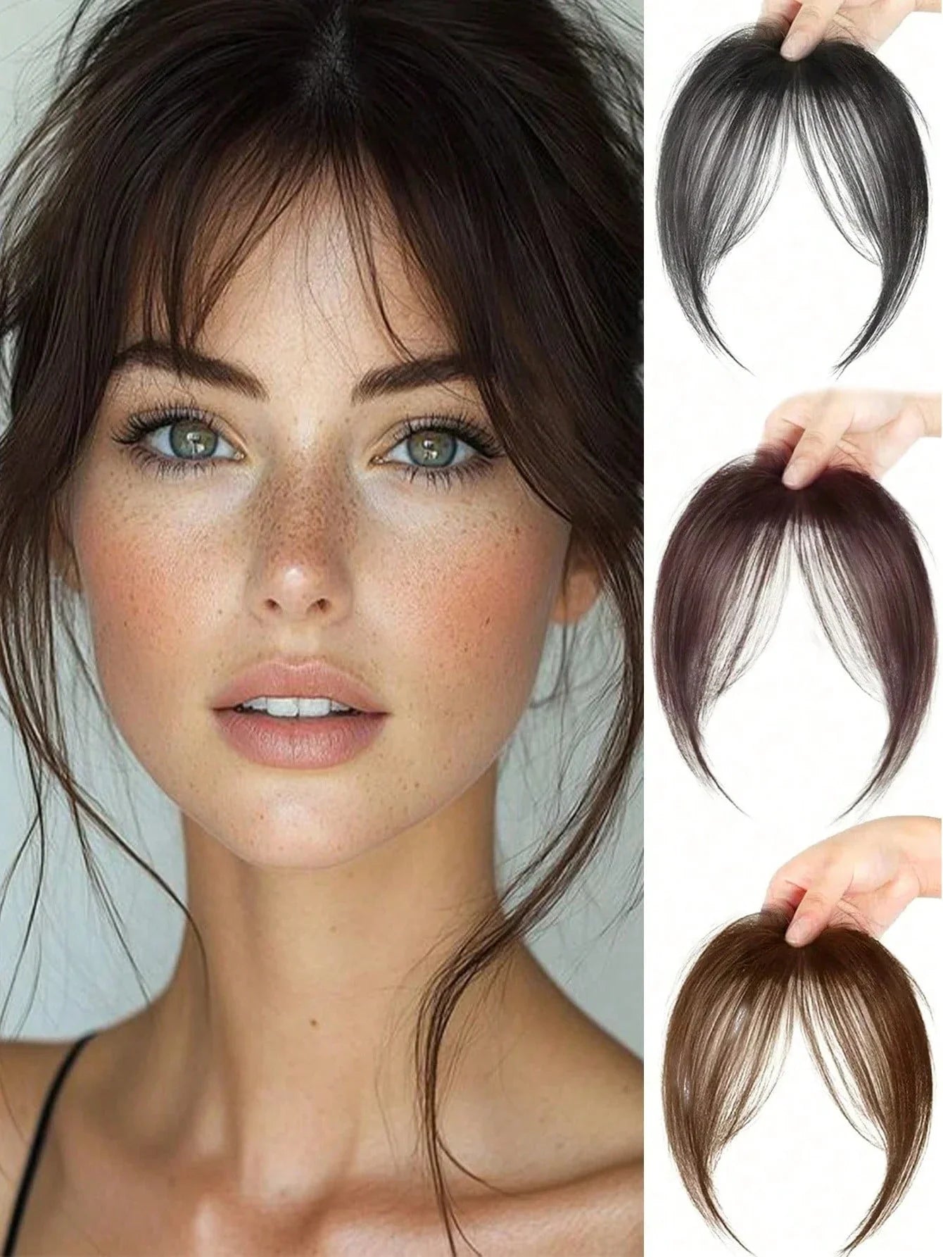 Synthesis Wig Middle-Part Bangs Hair Accessories and Extensions Clip In Forehead Natural Seamless French Oblique Bangs Eight-Character Bangs Hair Wigs within Hair Style
