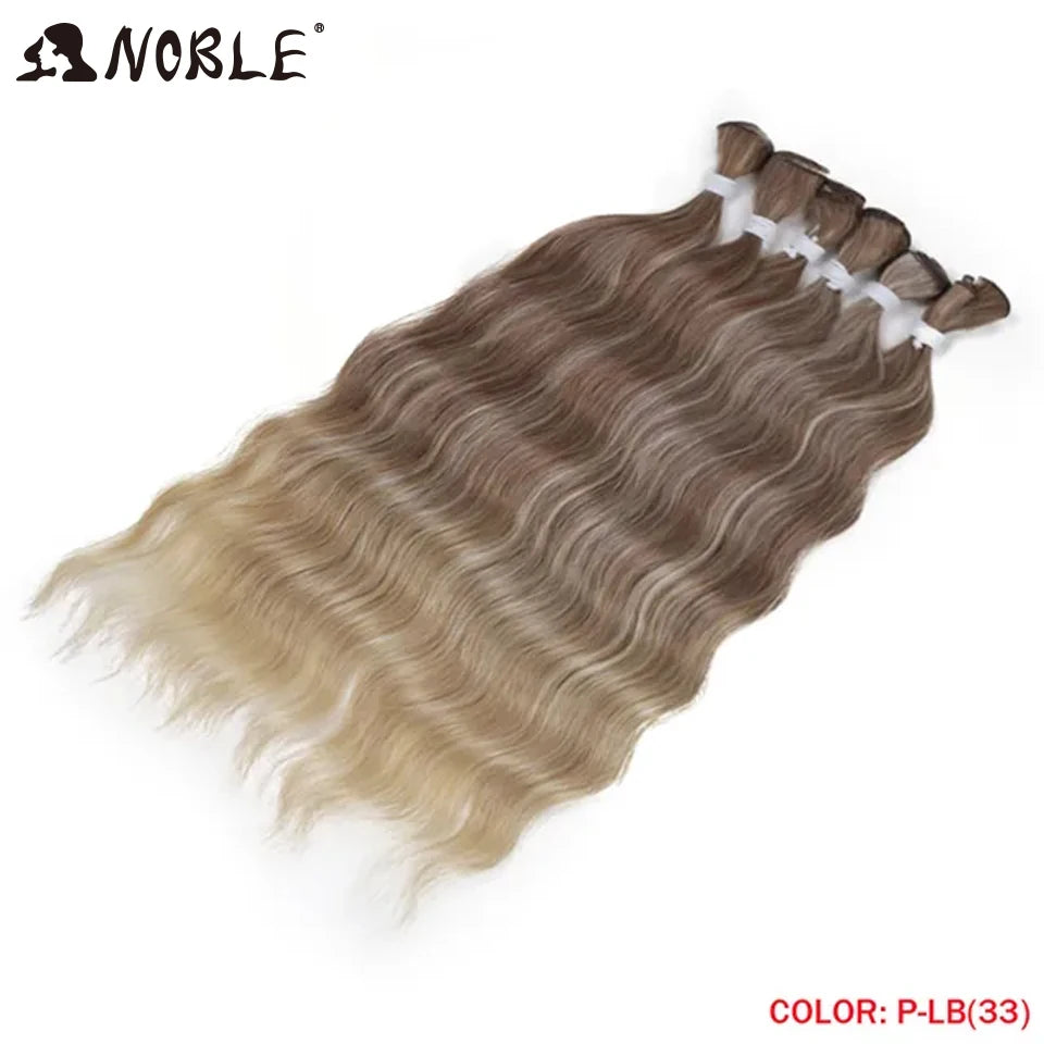 Noble Hair Wigs Water Wave Hair Bundles Synthetic Hair Extensions and Accessories Ombre Blonde Hair Weave Bundles 6Pcs/Pack 20 Inch Wig Hair Extensions