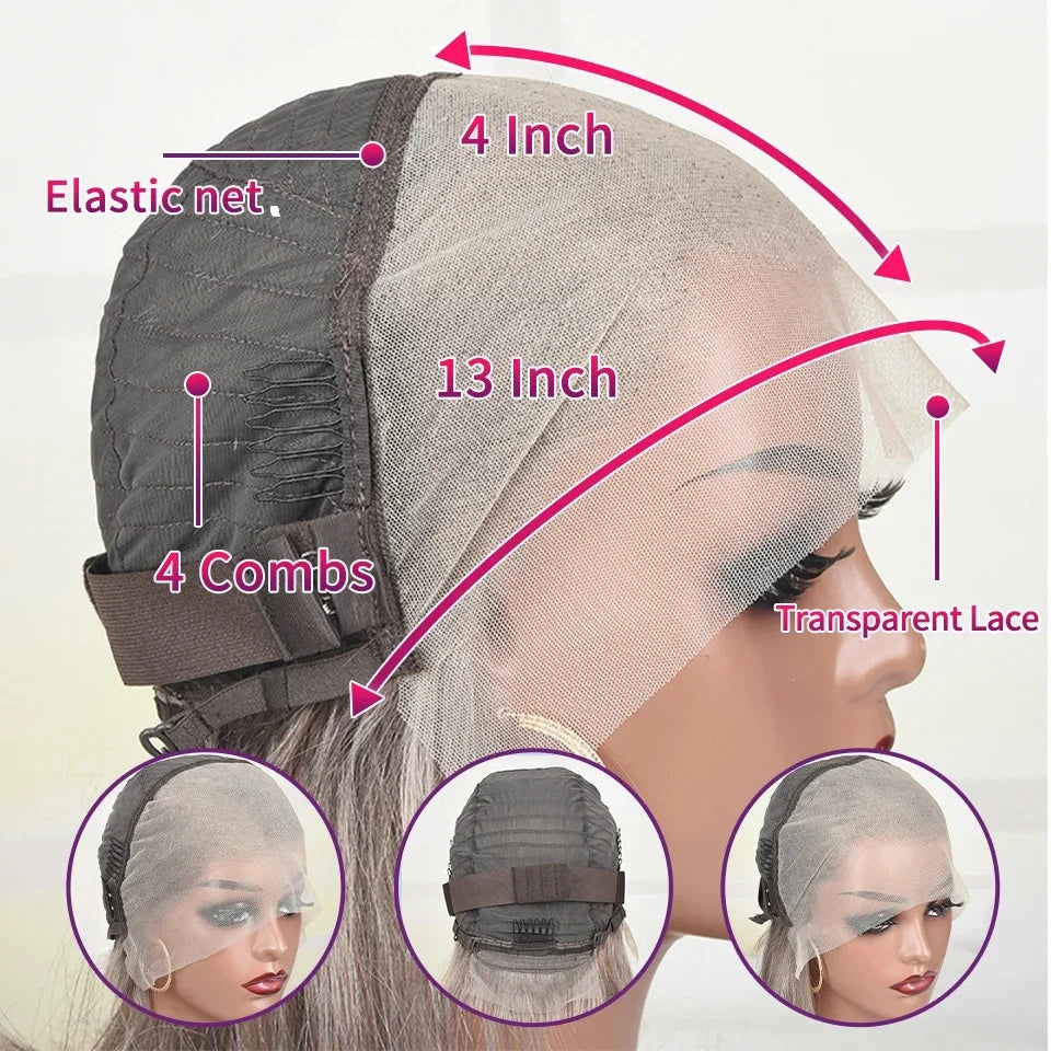 Ash Blonde with Brown Roots Short Bob Wig Transparent 13x4 Full Lace Frontal Human Hair Wigs Straight Bob Wig Pre Plucked for Women Hair Style