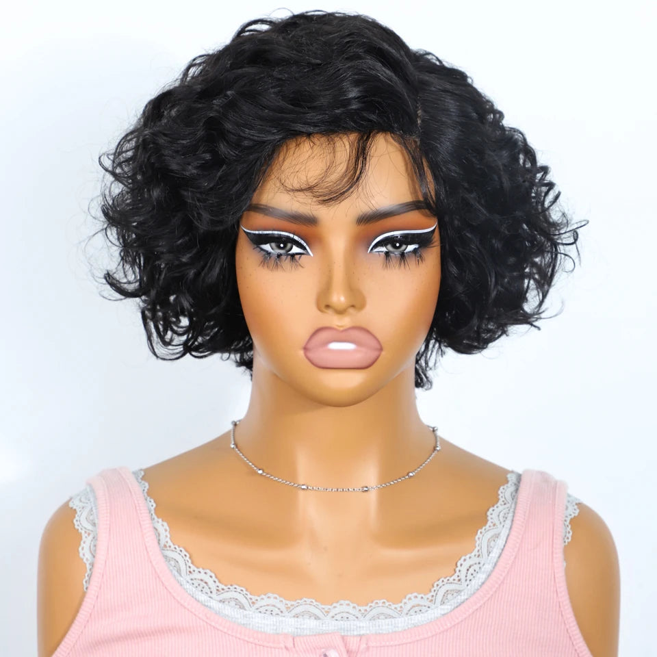 Sleek Bodywave Human Hair Wigs For Women Short Pixie Cut Lace Wig 100% Real Brazilian Body Wave Lace Wigs With Baby Hair Style