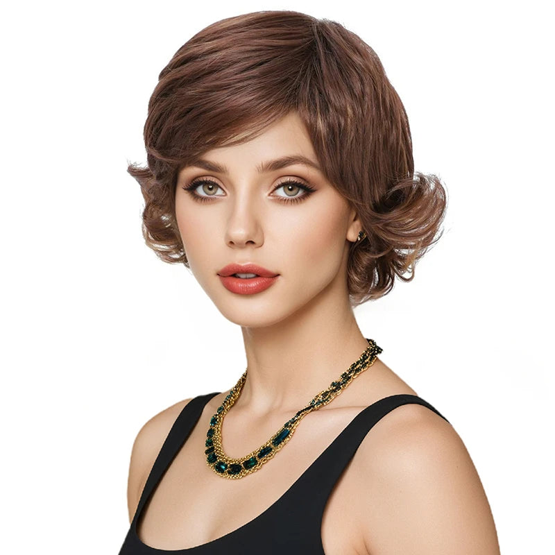 Wig for women, natural full head style, curly hair wigs short curly hair, hair cover Synthetic fiber wig