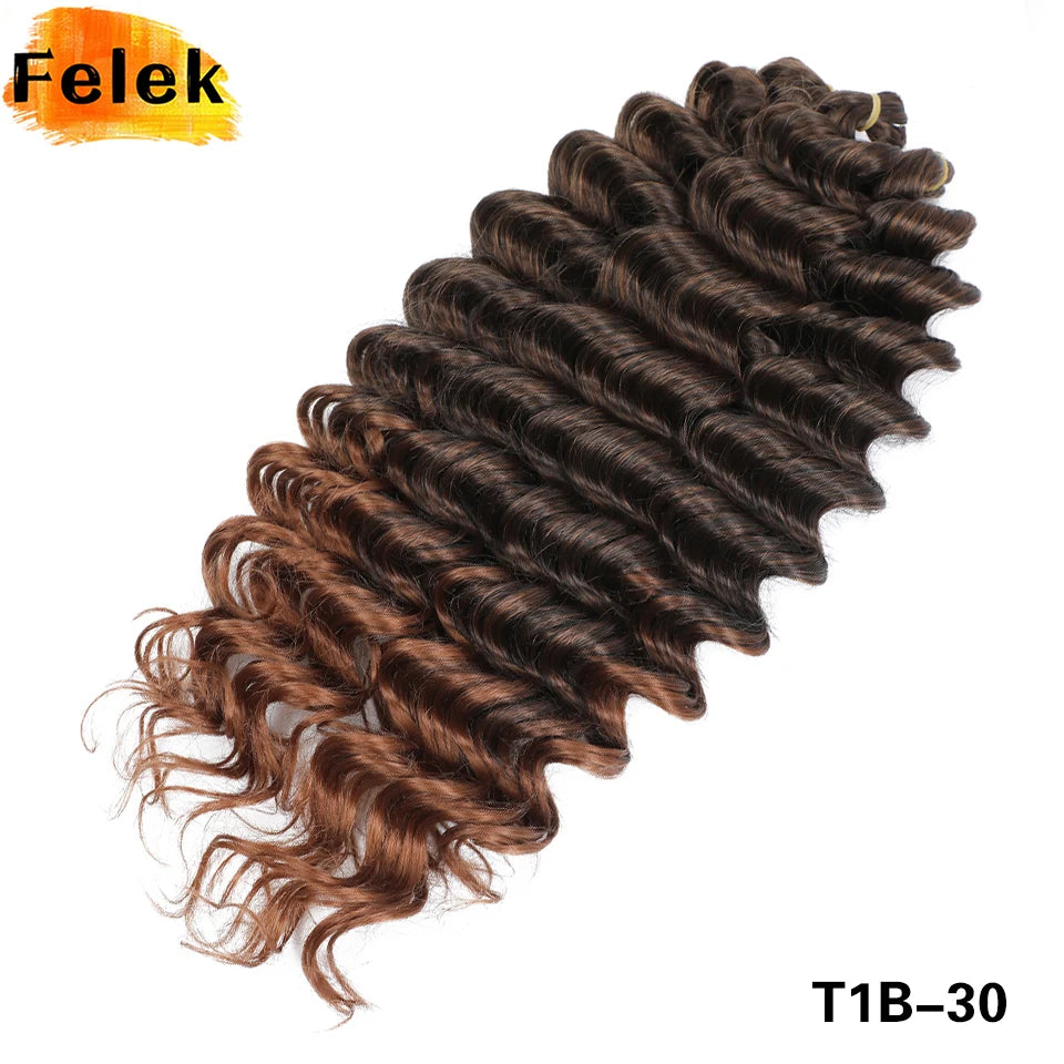 Wig Deep Wave Twist Braiding Hair Extensions and Accessories For Women High Quality Synthetic Crochet Braids Hair 24 Inch Wigs Ombre Bug Brown Afro Curls
