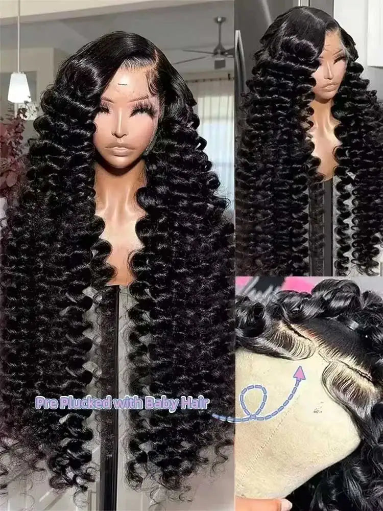 13x6 Wig HD Lace Loose Deep Wave Frontal Hair Style Wigs 40 42 Inch Deep Curly Lace Front Human Hair Wigs Preplucked Glueless Wig Human Hair