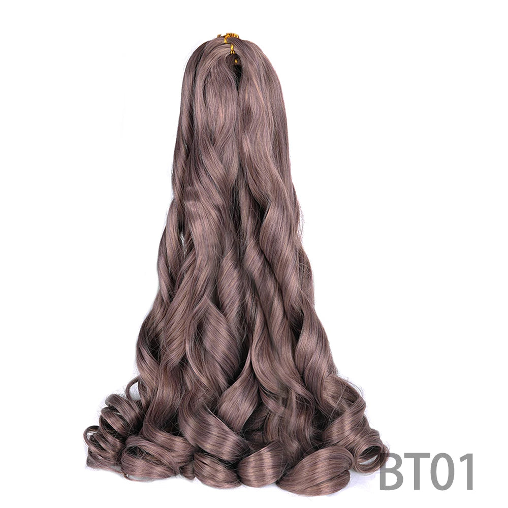 French Curly Braiding Hair Wigs Pre Stretched Bouncy Braiding Wig Hair Easy Braid Curl Braids, Lightweight Synthetic Wavy Hair Accessories and Extensions for Women