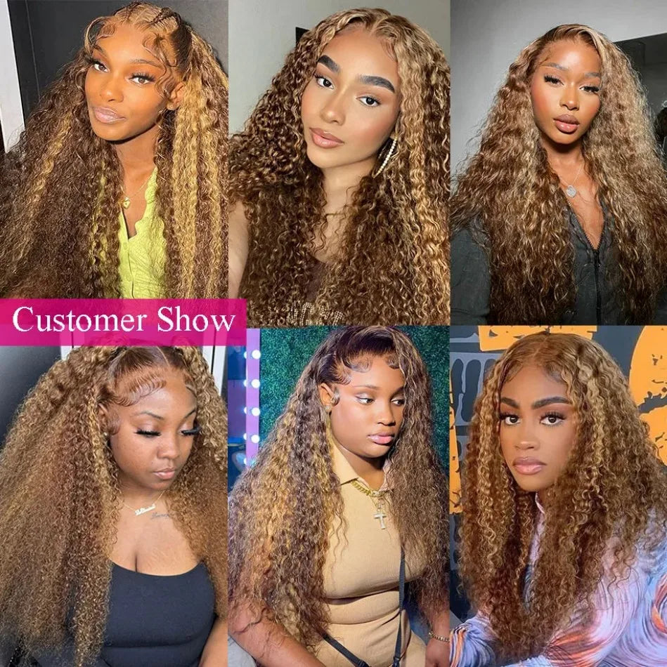 P427 Highlight Wig Human Hair Style Wigs Hd Lace Wig 13X6 Human Hair Deep Wave Frontal Wig Curly P1B30 Lace Front Hair Wigs Brazilian 250 Density