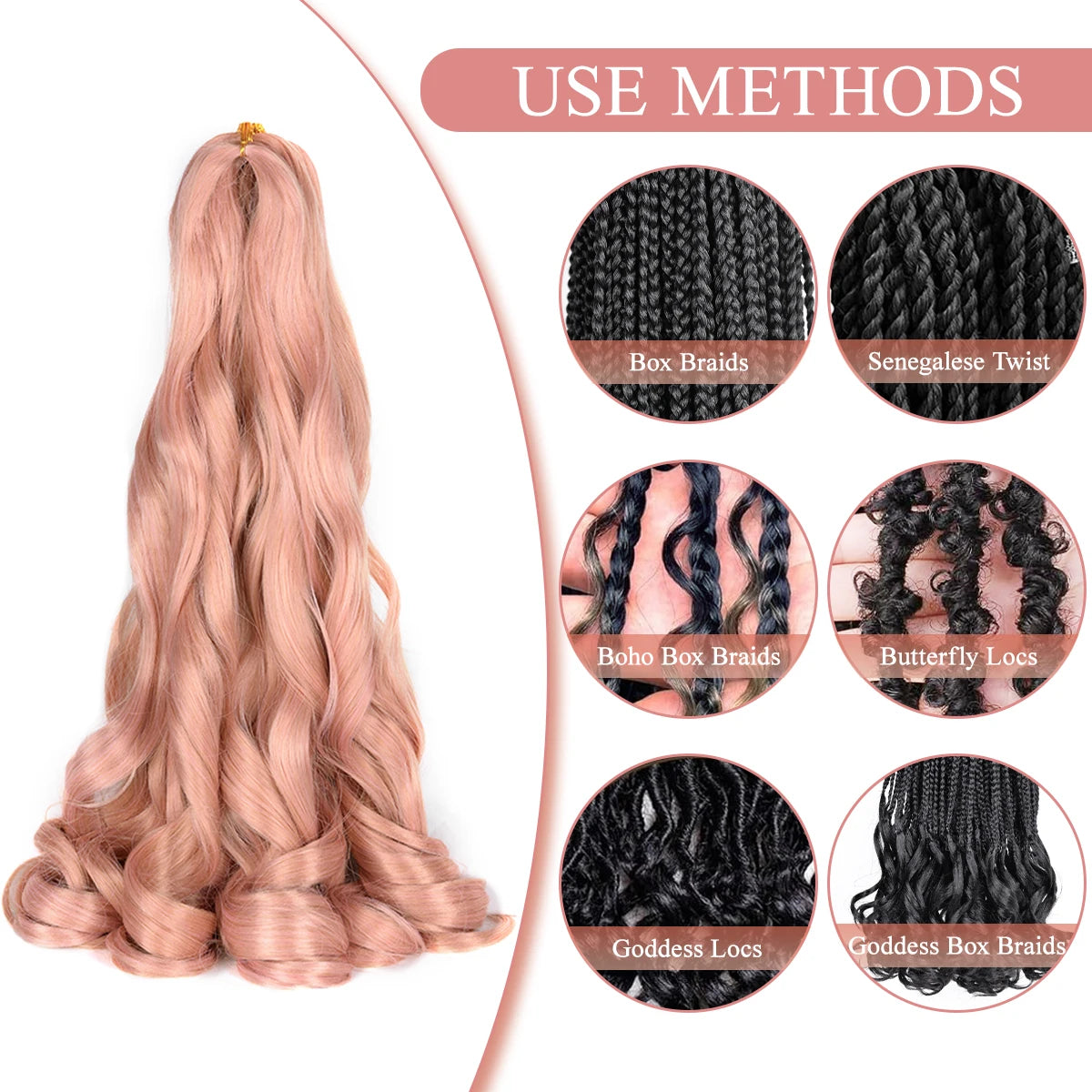 French Curly Braiding Hair Wigs Pre Stretched Bouncy Braiding Wig Hair Easy Braid Curl Braids, Lightweight Synthetic Wavy Hair Accessories and Extensions for Women
