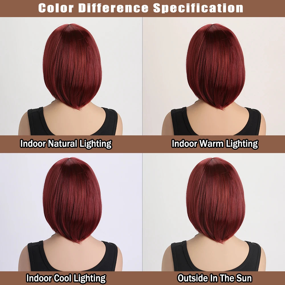 Heat Resistant Short Bob Wig with Bangs for Women Hair Wigs Perfect for Halloween Birthday Costume Party Or Daily Use, Hair Style