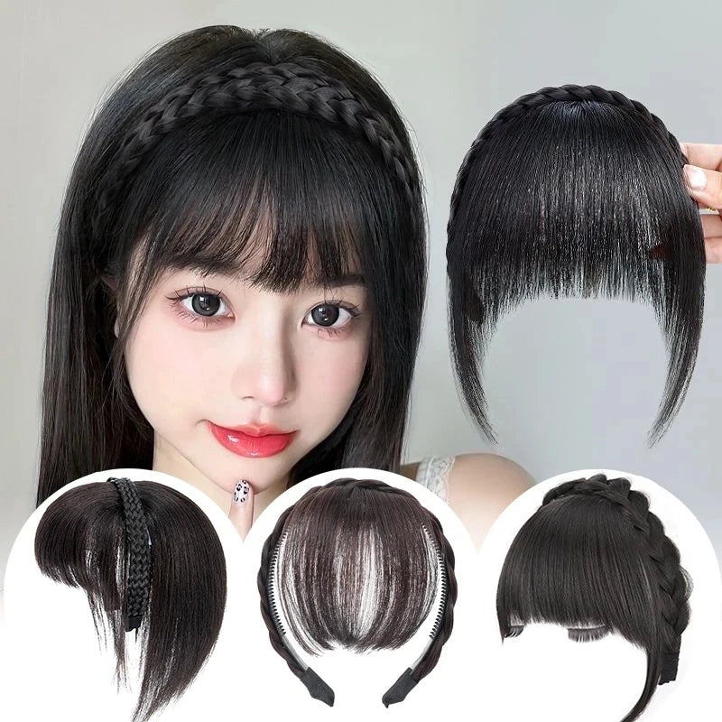 Wig Bangs Headband Synthetic Bangs Hair Extension and Accessories Fake Fringe Natural Hair Clip on Hairpieces for Women Invisible Natural Hair Wigs Clip