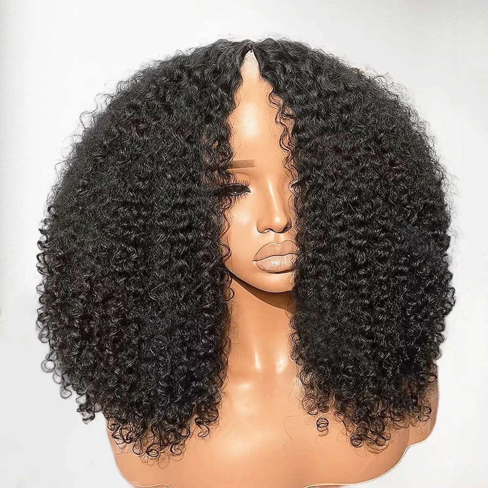 250% V Part Wig Human Hair No Leave Out Full Machine Made Afro Kinky Curly Human Hair Wigs For Women 100% Quality High Density