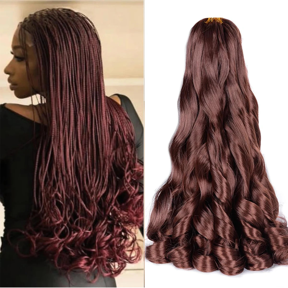 French Curly Braiding Hair Wigs Pre Stretched Bouncy Braiding Wig Hair Easy Braid Curl Braids, Lightweight Synthetic Wavy Hair Accessories and Extensions for Women