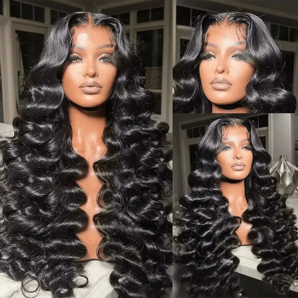 250% Density 5x5 Gluess Wig 13x4 13x6 HD Transparent Lace Frontal Lace Preplucked Natural Black Deep Wave Frontal Human Hair Wig