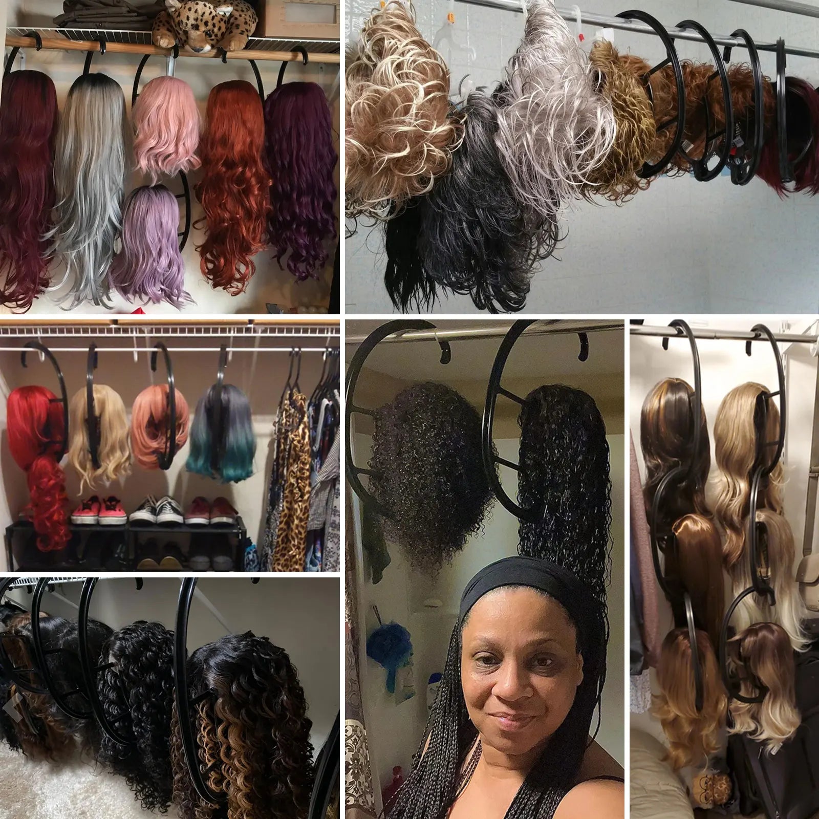Wig Hanger Portable Hanging Wigs Stand for Hair Wigs and Hats Collapsible Wig Dryer Durable Wig Hanging stand Collapsible Wig
