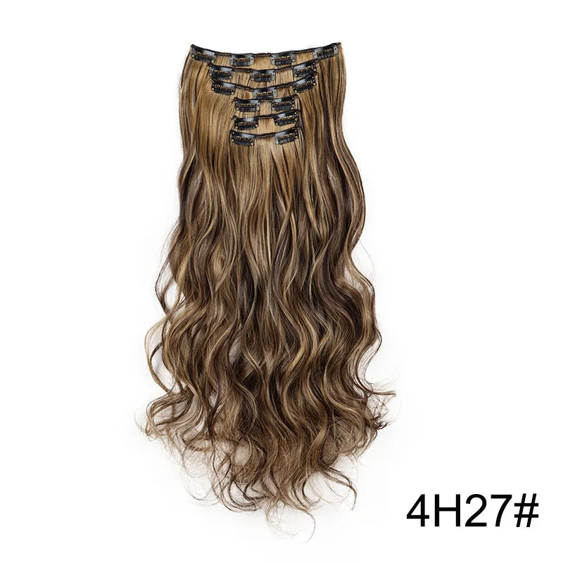 WIGSIN 24Inch Synthetic  Long Wavy Curly Clip-In Hair Extensions Hairpieces Daily Hair Accessories and Extension Women