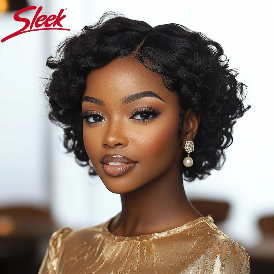 Sleek Bodywave Human Hair Wigs For Women Short Pixie Cut Lace Wig 100% Real Brazilian Body Wave Lace Wigs With Baby Hair Style