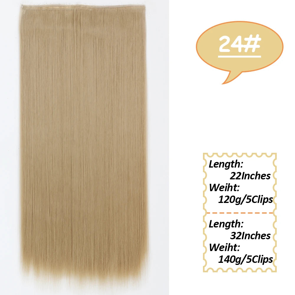 NICESY Synthetic Long Wavy 5 Clips Hair Extensions 22Inch/32Inch Clip On Hair Extensions High Tempreture Fake For Women