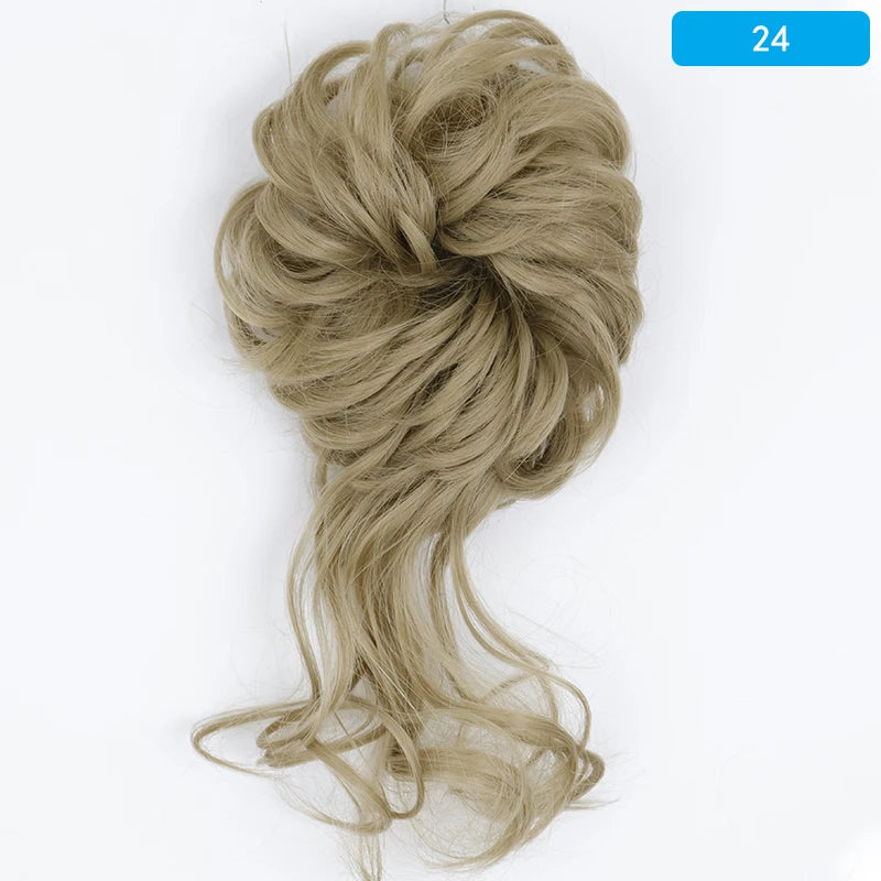 AZQUEEN Messy Bun Hair Extension Synthetic Elastic Band Curly Wave Chignon Scrunchies Donut Updo Hairpiece For Women