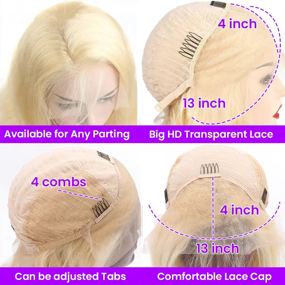 P30/613 Body Wave Highlight Wig 100% Vietnamese Glueless Hair Style Wigs Human Hair 613 Bone Straight Blonde Wigs 13x6 Hd Lace Frontal Wig