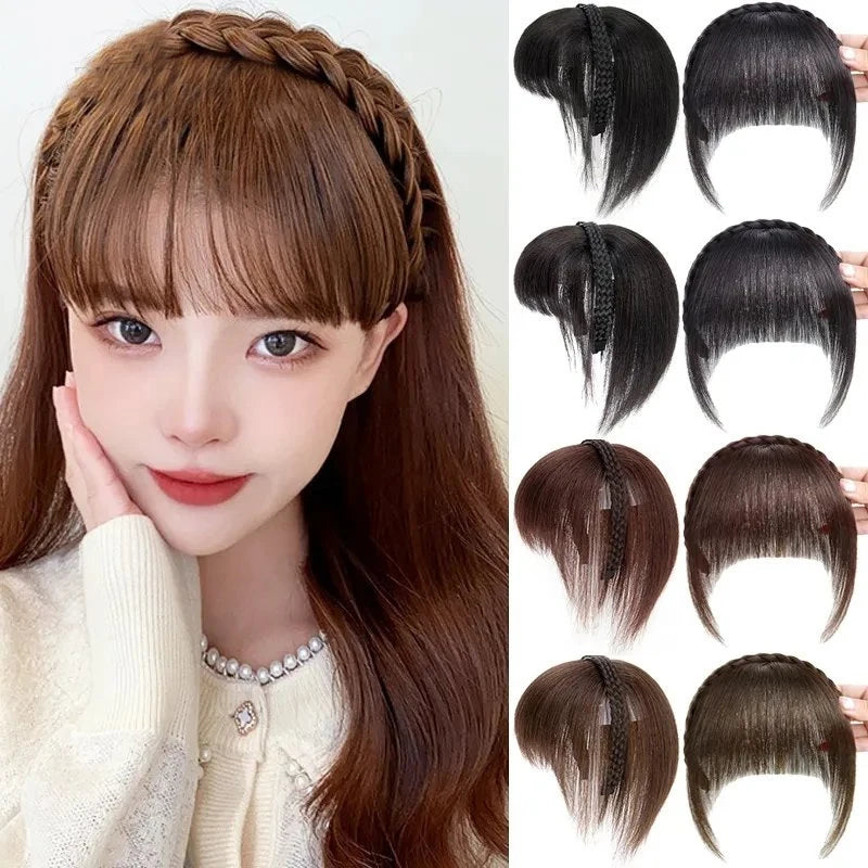 Wig Bangs Headband Synthetic Bangs Hair Extension and Accessories Fake Fringe Natural Hair Clip on Hairpieces for Women Invisible Natural Hair Wigs Clip