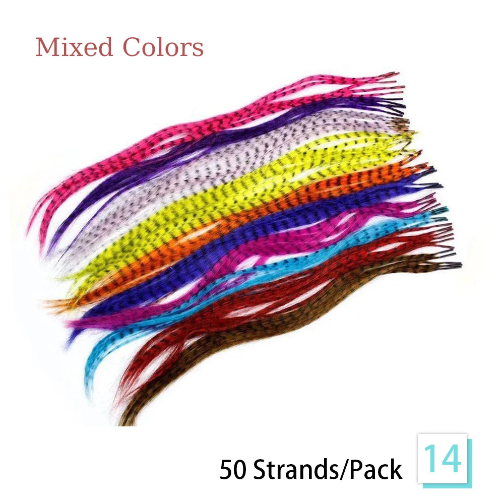 Wigs Synthetic Feather Hair Extensions and Accessories 16 Inches 50strands/pack Colored Hair Extensions Colorful Hair Feathers Extensions For Women