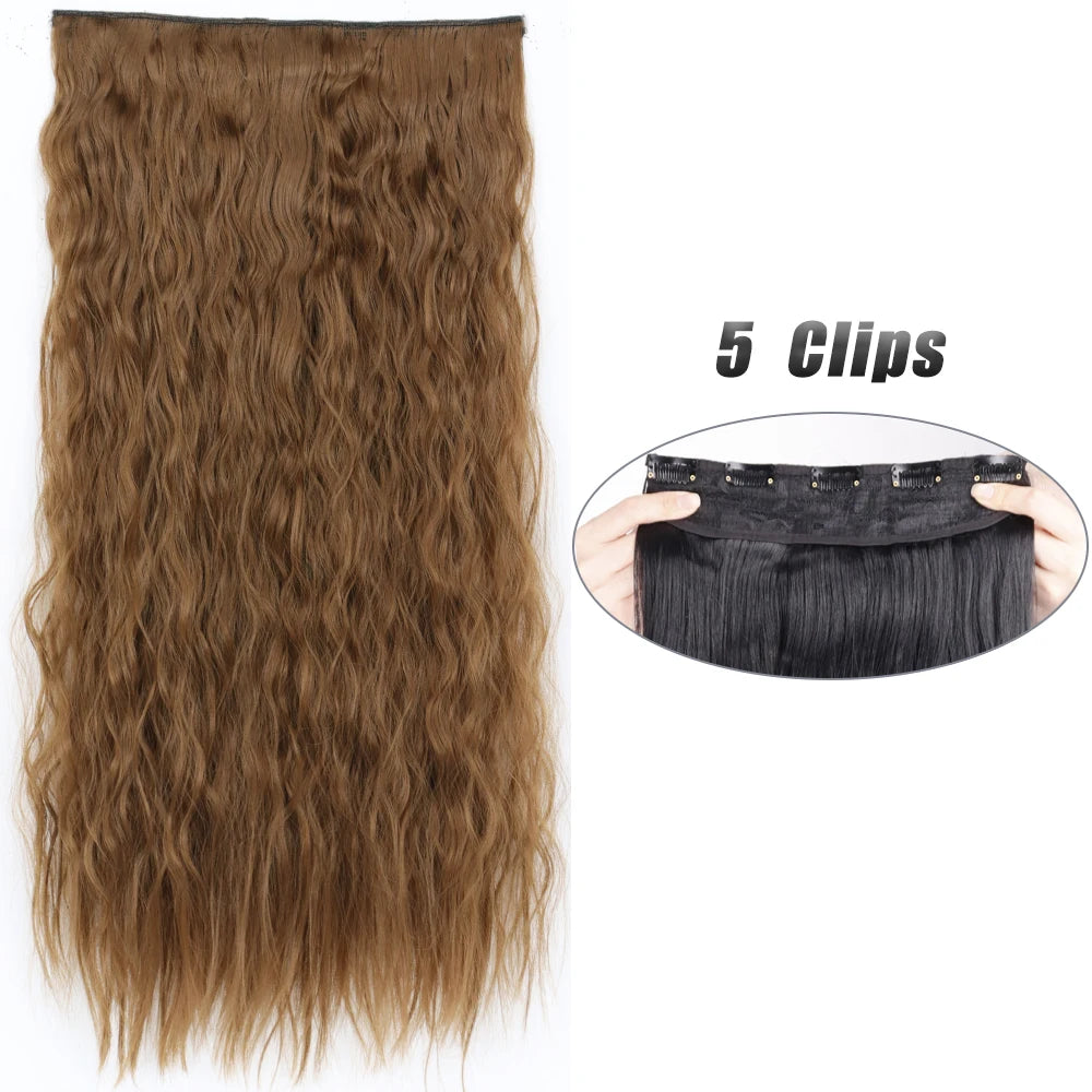 Synthetic Wig 5 Clip In Hair Accessories and Extensions Long Straight Wigs Hair Style Hairpiece Black Brown Blonde 80CM Natural Fake Hair For Women