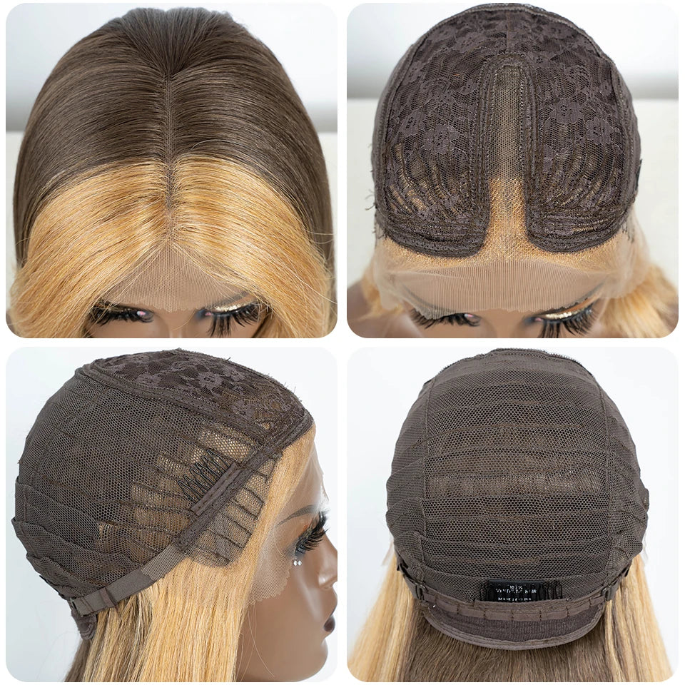 Noble Synthetic Lace Front Wig 26" Straight Ombre lace Cosplay Wig  Lace Part Wig Blonde Wigs For Women Wig synthetic Lace Wig