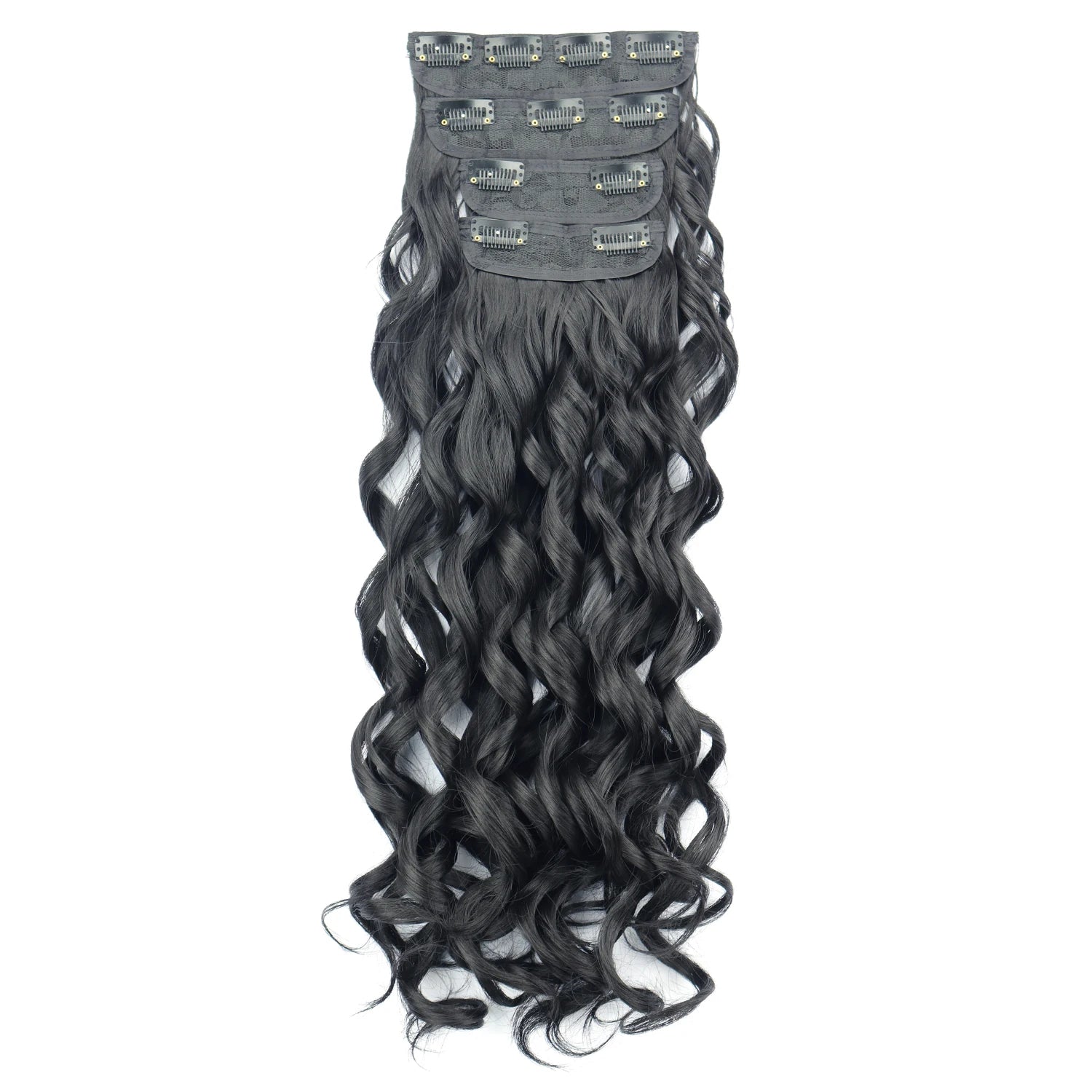 Wig 4Pcs/Set Clip In Hair Accessories and Extensions Synthetic Long Curly Wave Hair Wigs Brown Blonde Black Fake Hairpiece For Women Daily Use