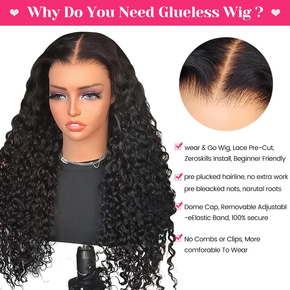 Wear Go Wig ISEE Hair Wigs Mongolian Water Wave 7x5 Glueless Pre-plucked Human Wig Ready To Go Pre Cut Lace Easy Install HD Lace Wigs