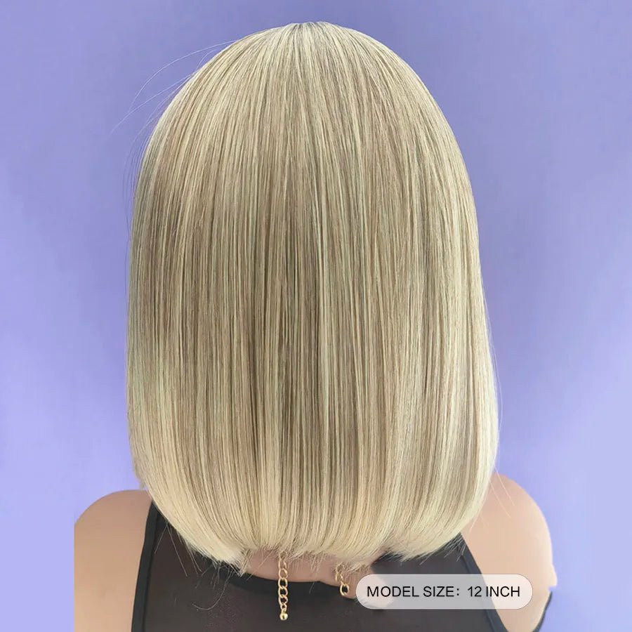 Blond mix Wig BoBo Head New Chemical Fiber Headgear Synthetic Hair Wigs  for Woman Hair Style