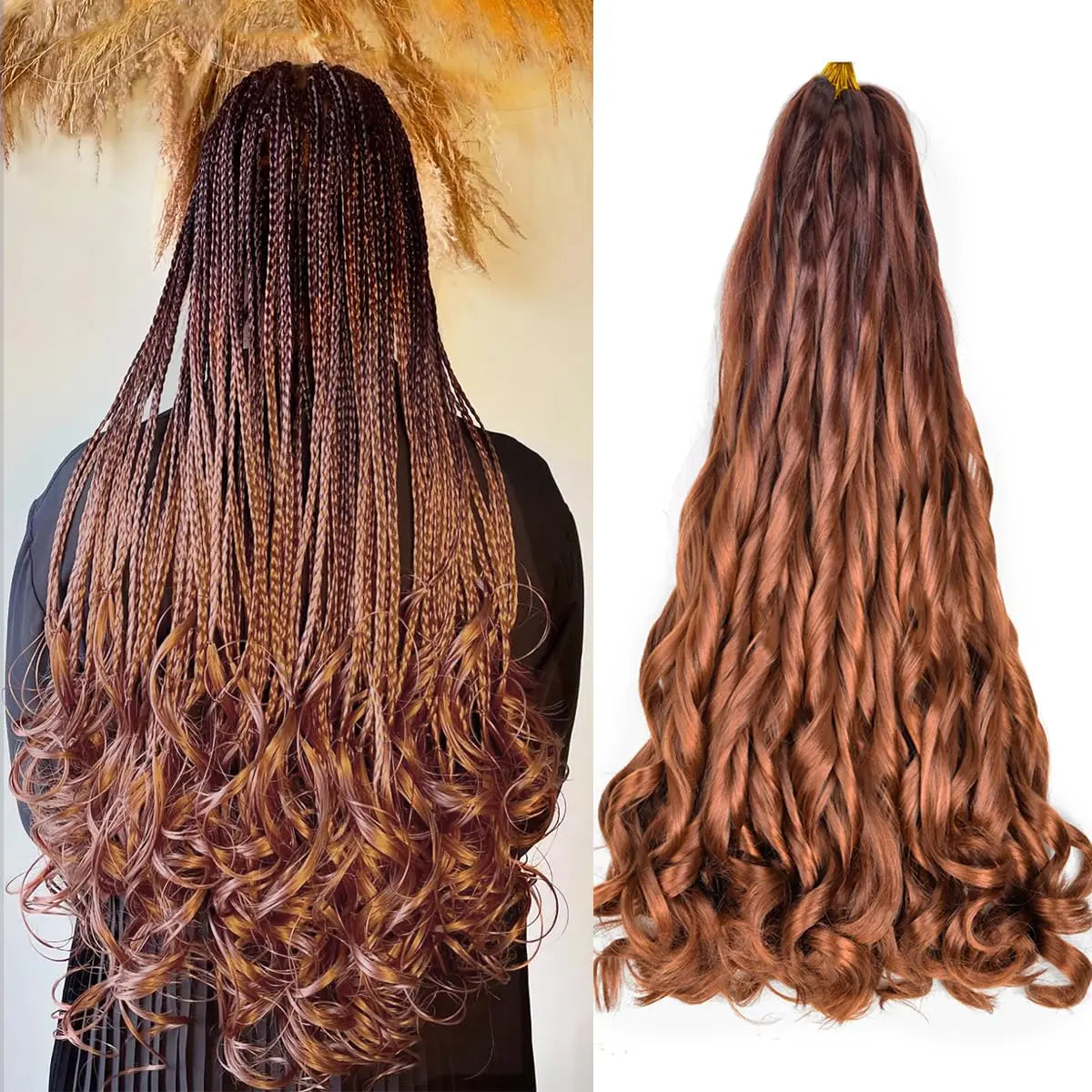 French Curly Braiding Hair Wigs 22Inch Synthetic Curly Braiding Wig Hair Pre Stretched Loose Wavy Curl Braiding Hair Accessories and Extensions For Women