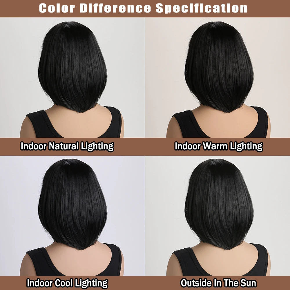 Heat Resistant Short Bob Wig with Bangs for Women Hair Wigs Perfect for Halloween Birthday Costume Party Or Daily Use, Hair Style