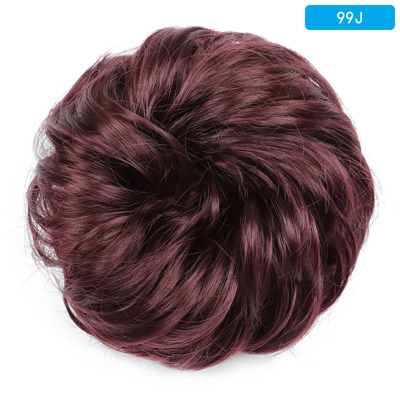 AZQUEEN Messy Bun Hair Extension Synthetic Elastic Band Curly Wave Chignon Scrunchies Donut Updo Hairpiece For Women
