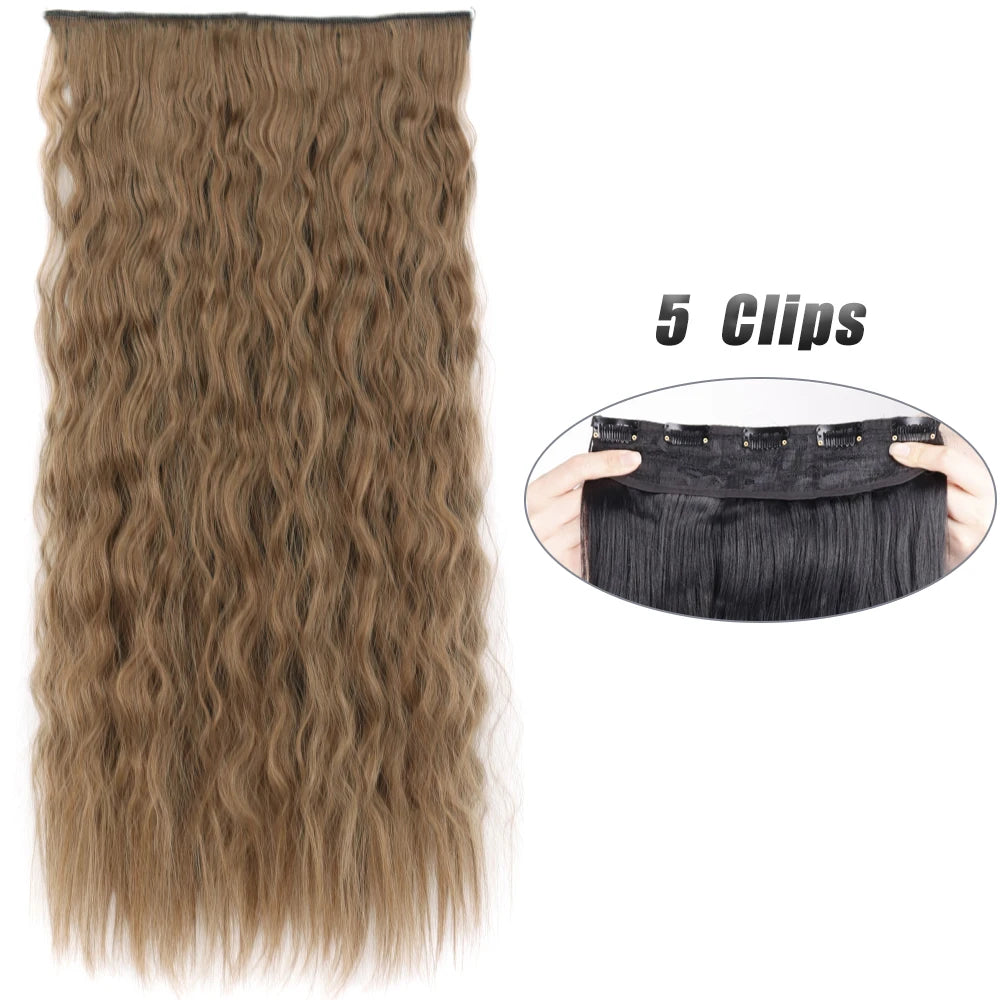 Synthetic Wig 5 Clip In Hair Accessories and Extensions Long Straight Wigs Hair Style Hairpiece Black Brown Blonde 80CM Natural Fake Hair For Women